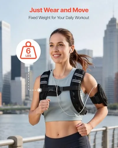VEVOR ▫️ Colete com pesos de 2,79 kg, colete de treino com pesos, com areia de ferro, fivela ajustável, faixa refletora para treino de força, corrida, fitness e desenvolvimento muscular 2