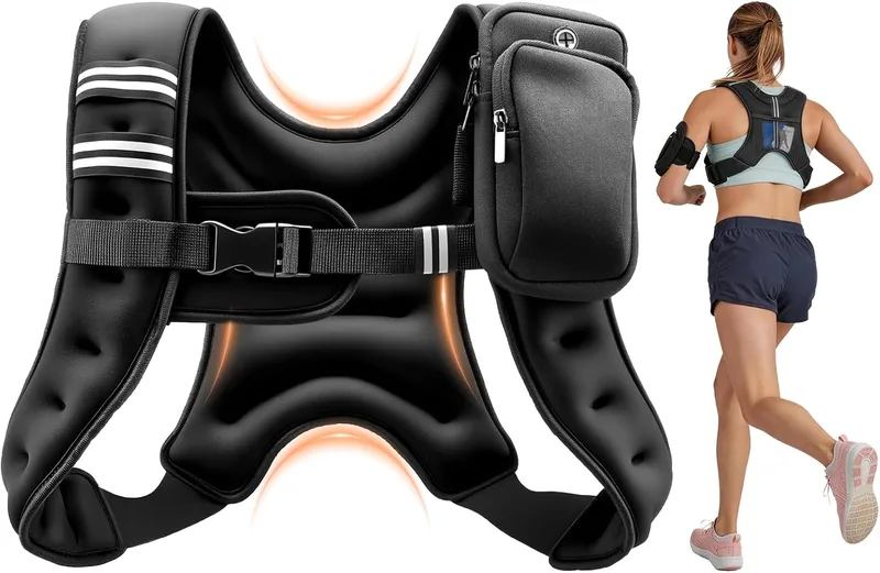 VEVOR ▫️ Colete com pesos de 2,79 kg, colete de treino com pesos, com areia de ferro, fivela ajustável, faixa refletora para treino de força, corrida, fitness e desenvolvimento muscular