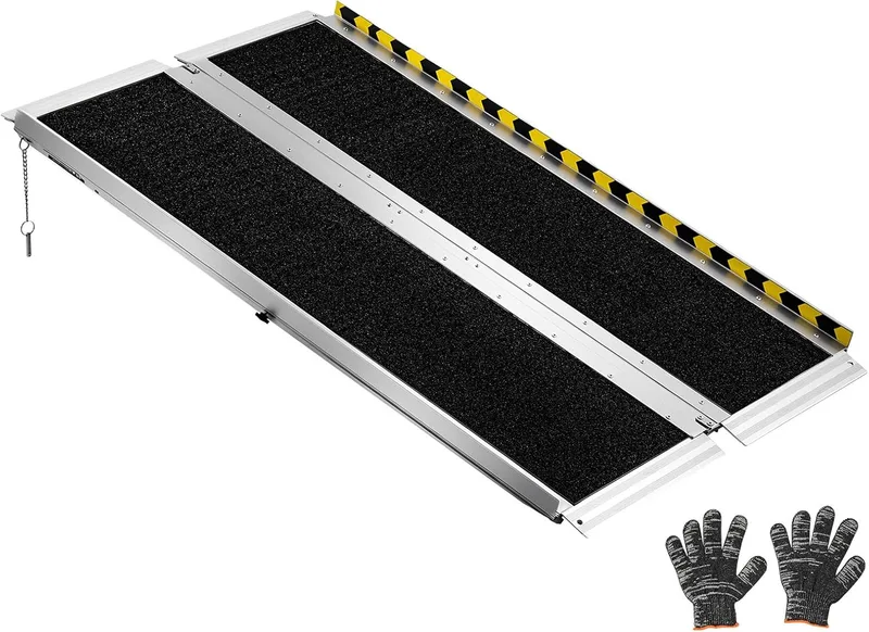 VEVOR ▫️ Rampa dobrável para cadeiras de rodas em alumínio, 1219,2 x 736,6 x 50,8 mm, rampa antiderrapante para soleiras com capacidade de 362,9 kg para portas, andadores, escadas, scooters, entradas, uso diário