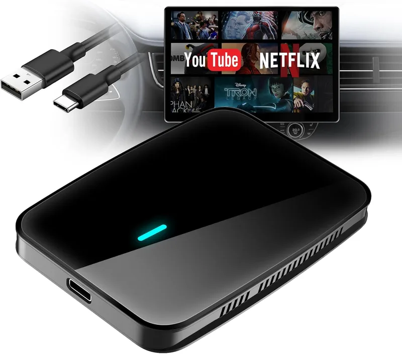 ATOTODIRECT ▫️ Adaptador sem fios para CarPlay e Android Auto, CarPlay AI Box para ligação por cabo a CP/AA, 2G+16G, WiFi duplo e hub Bluetooth IoT, BLE, para Netflix/YouTube/cartão TF, DriveChat AI Voice, CB4A