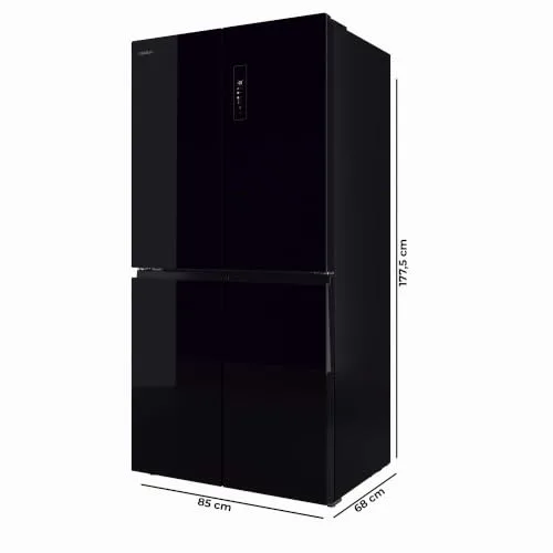 Cecotec ▫️ Frigorífico americano Bolero CoolMarket 4D 503 Black Glass, profundidade 503 L, altura 177,5 cm, largura 85 cm, sistema NoFrost total, motor inverter, Multi AirFlow, ecrã tátil 2