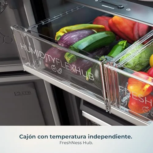 Cecotec ▫️ Frigorífico americano Bolero CoolMarket 4D 503 Black Glass, profundidade 503 L, altura 177,5 cm, largura 85 cm, sistema NoFrost total, motor inverter, Multi AirFlow, ecrã tátil 5