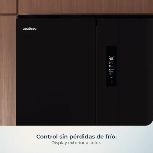 Cecotec ▫️ Frigorífico americano Bolero CoolMarket 4D 503 Black Glass, profundidade 503 L, altura 177,5 cm, largura 85 cm, sistema NoFrost total, motor inverter, Multi AirFlow, ecrã tátil 7