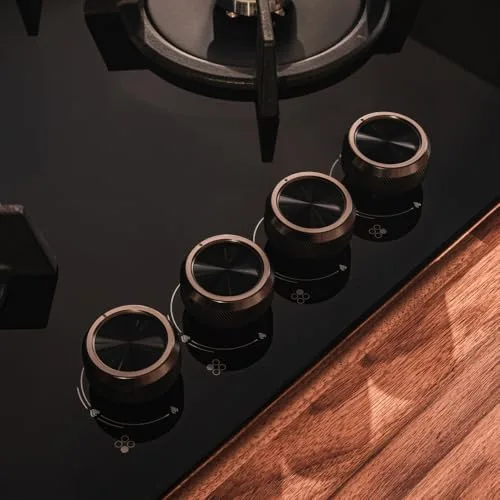 Cecotec ▫️ Placa de Gás de 4 queimadores Bolero Squad GN 4200S Glass Black. 8 kW, preparada para gás natural, vidro preto, grelhas individuais em ferro fundido, queimador para wok, válvulas de segurança 6