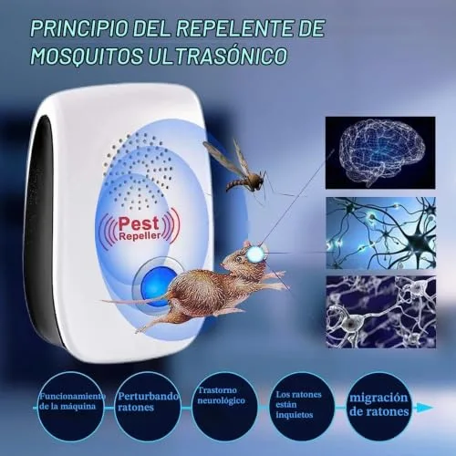 YRHWS ▫️ Repelente ultrassónico de pragas, conjunto de 6 repelentes eletrónicos de mosquitos para controlo de pragas, repelente ultrassónico de mosquitos para interiores, moscas, ratos, baratas, aranhas e roedores 2
