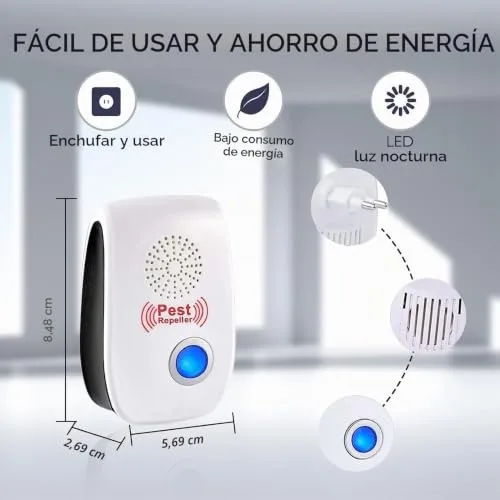 YRHWS ▫️ Repelente ultrassónico de pragas, conjunto de 6 repelentes eletrónicos de mosquitos para controlo de pragas, repelente ultrassónico de mosquitos para interiores, moscas, ratos, baratas, aranhas e roedores 4