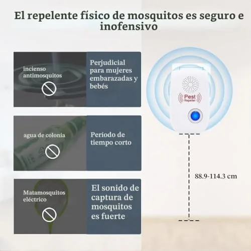 YRHWS ▫️ Repelente ultrassónico de pragas, conjunto de 6 repelentes eletrónicos de mosquitos para controlo de pragas, repelente ultrassónico de mosquitos para interiores, moscas, ratos, baratas, aranhas e roedores 6