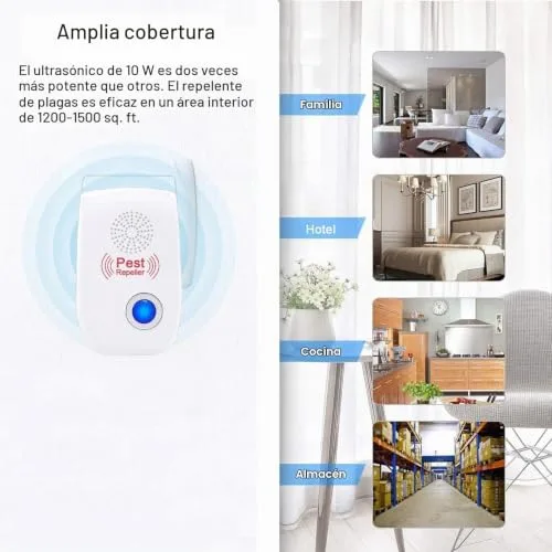 YRHWS ▫️ Repelente ultrassónico de pragas, conjunto de 6 repelentes eletrónicos de mosquitos para controlo de pragas, repelente ultrassónico de mosquitos para interiores, moscas, ratos, baratas, aranhas e roedores 7
