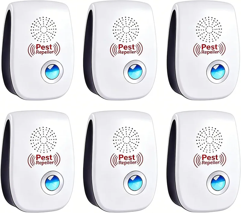 YRHWS ▫️ Repelente ultrassónico de pragas, conjunto de 6 repelentes eletrónicos de mosquitos para controlo de pragas, repelente ultrassónico de mosquitos para interiores, moscas, ratos, baratas, aranhas e roedores
