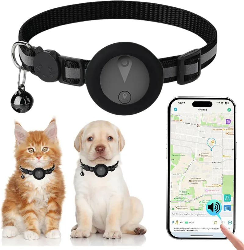 Yukcxoo ▫️ Localizador GPS para cães compatível com sistemas iOS e Android. Reprodução do histórico de percursos dos últimos 7 dias. GPS para gatos. Localizador para animais de estimação à prova de água (IP67) - Preto