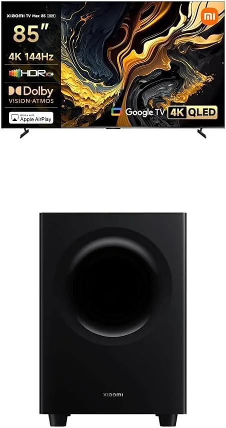XIAOMI ▫️ Pacote TV F Pro 32 e Soundbar Pro 2.0 canais: 32" QLED, Smart TV, Fire OS 7, DTS Virtual:X, DTS-HD, Dolby Audio™ + barra de som de 2.0 canais, Dolby Audio, woofer integrado, HDMI ARC/Ótico/Coaxial/BT/NFC