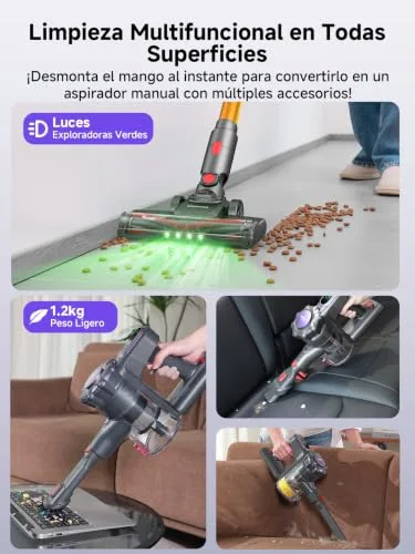 MONSGA ▫️ Vassoura Aspiradora sem Fio 45 kPa/50 min, Aspiradora com Ecrã LED 5