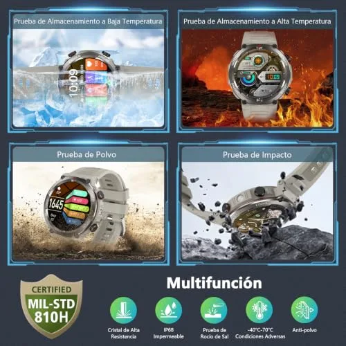Baolubao ▫️ Smartwatch para homem, relógio inteligente para homem com lanterna, bússola e 2 braceletes 4