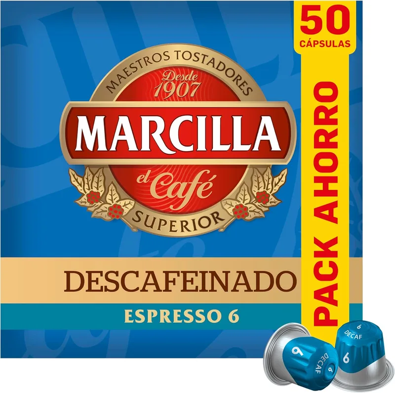 Marcilla ▫️ Café Descafeinado | 50 cápsulas | Intensidade 6, compatível com máquinas Nespresso