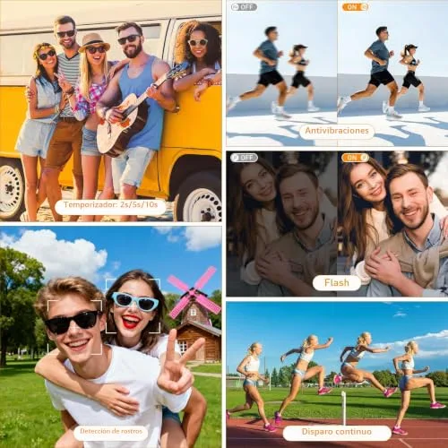 AMIPOW ▫️ Câmara fotográfica de 48 MP, câmara digital compacta 4K com zoom de 16x, ecrã LCD de 2,8", câmara compacta e portátil com cartão de 32 GB para crianças, principiantes e adultos (preto) 5