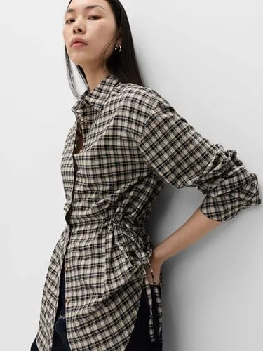 Marks & Spencer ▫️ Camisa 100% algodão, xadrez, com cordão ajustável na cintura 2