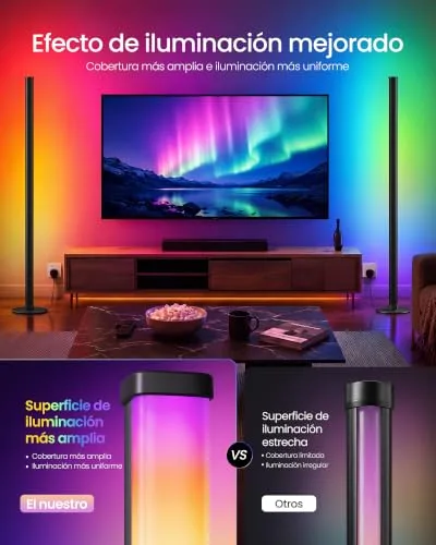 VASAGLE ▫️ Candeeiro de pé LED RGB, com regulação de intensidade, 3000K, preto mate 3