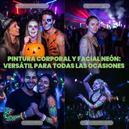 AYBUY ▫️ Pintura facial infantil, 12 cores fluorescentes UV, pintura facial hipoalergénica para crianças, pintura facial neon brilhante UV, marcadores corporais para a pele com ponta individual para o Halloween e o Carnaval 7
