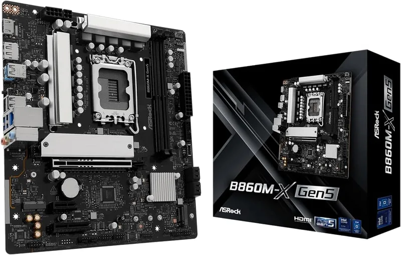 ASRock ▫️ Placa-mãe B860M-X Gen5, Micro ATX, soquete LGA1851, chip Intel B860, DDR5 até 9066+ MHz, PCIe 5.0