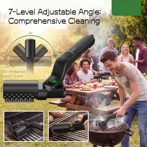 gresonic ▫️ Escova elétrica para grelhador, escova para grelhador de binário elevado com 3 modos de velocidade, limpador de churrasqueira com binário máximo de 20 kg para aço inoxidável, ferro fundido e porcelana, cerdas de 4