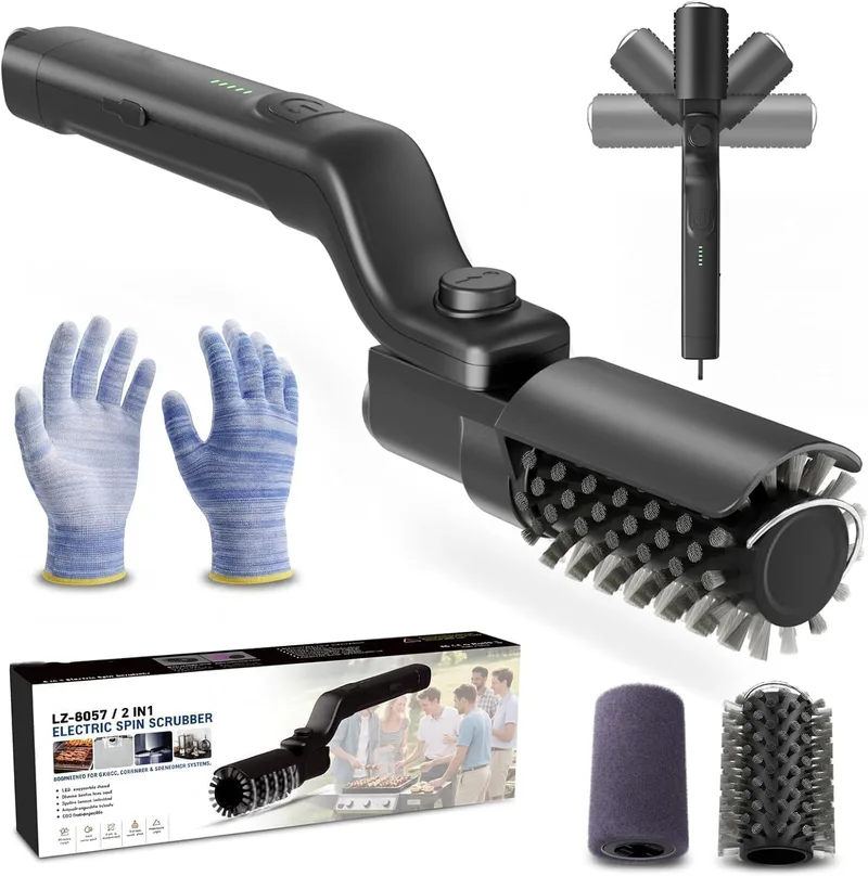 gresonic ▫️ Escova elétrica para grelhador, escova para grelhador de binário elevado com 3 modos de velocidade, limpador de churrasqueira com binário máximo de 20 kg para aço inoxidável, ferro fundido e porcelana, cerdas de