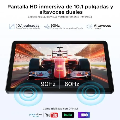 Easerush ▫️ Tablet P10 de 10 polegadas, Tablets Android 16 com Gemini AI, 48 GB de RAM + 128 GB de ROM, 7000 mAh, Unisoc T310 Quad-Core, 90 Hz, Face ID e 2 altifalantes - Tablet com teclado, caneta, capa, rato e auscultadores - Cinza 3