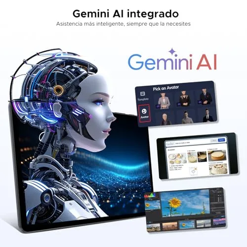 Easerush ▫️ Tablet P10 de 10 polegadas, Tablets Android 16 com Gemini AI, 48 GB de RAM + 128 GB de ROM, 7000 mAh, Unisoc T310 Quad-Core, 90 Hz, Face ID e 2 altifalantes - Tablet com teclado, caneta, capa, rato e auscultadores - Cinza 5