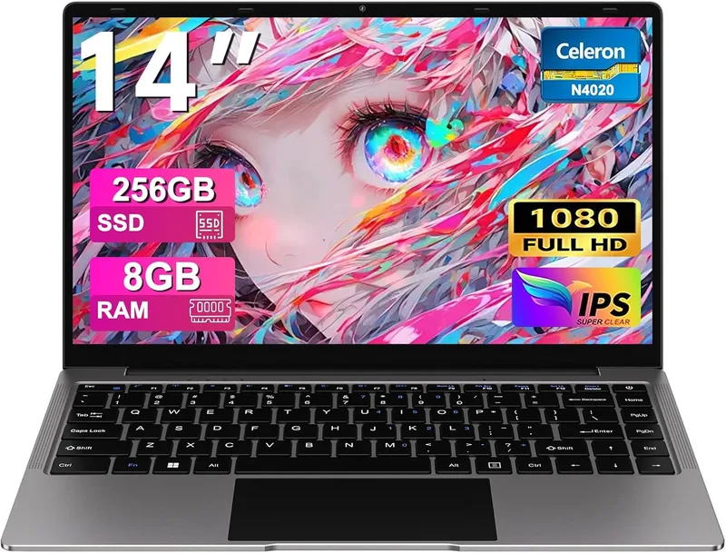 bvate ▫️ Portátil de 14" Windows 11, 8 GB, SSD de 256 GB, compatível com SSD de 1 TB, portátil com expansão, Wi-Fi 2,4G+5G, Bluetooth 4.2, USB, HDMI, 1920x1080 FHD, com rato sem fios e teclado de membrana em espanhol - cinzento
