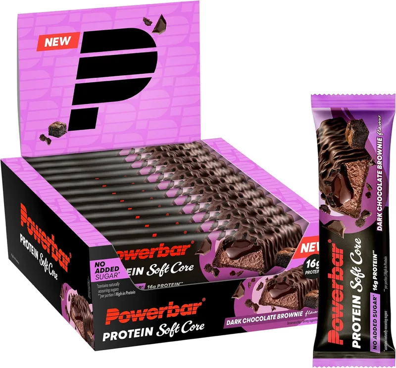 PowerBar ▫️ Barras Proteicas - Soft Core - Brownie de Chocolate Negro - 12x48 g - Barra proteica rica em proteínas e com baixo teor de açúcar