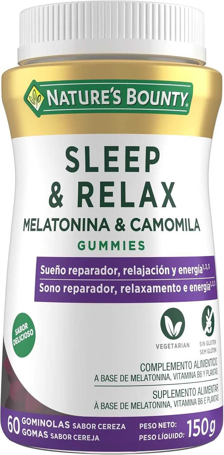 Nature's Bounty ▫️ Sleep & Relax Gomas de Melatonina com Sabor a Cereja | 60 unidades