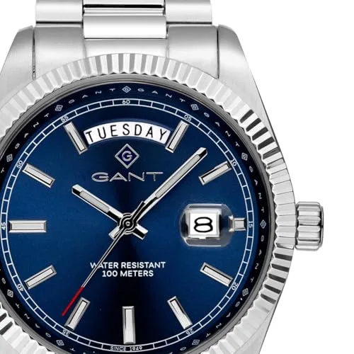GANT ▫️ Relógio Fairfax G189002 para homem, aço inoxidável, mostrador azul, mecanismo de quartzo japonês, 41 mm, vidro mineral, data, dia da semana, 10 ATM 2