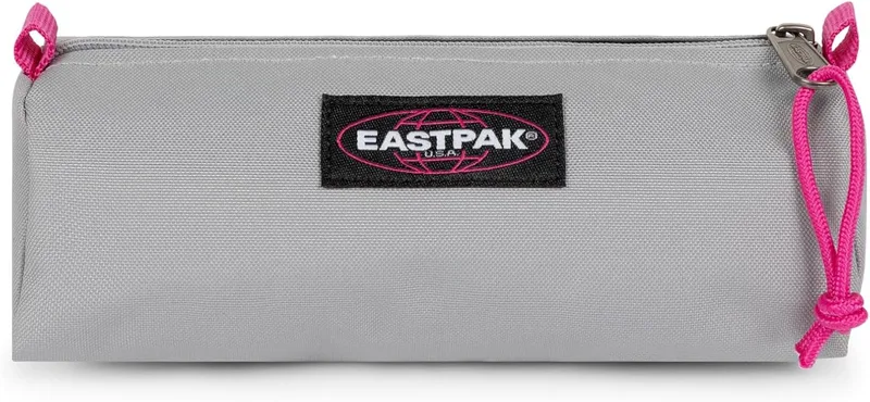 EASTPAK ▫️ Estojo Individual Benchmark, bolsa compacta para material escolar com fecho de correr e grande compartimento principal, 6 x 20,5 x 7,5 cm - Kontrast Grey Pink