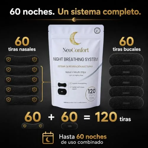 NeoConfort ▫️ Tiras nasais e bucais para dormir 60+60, Sistema 2 em 1 5