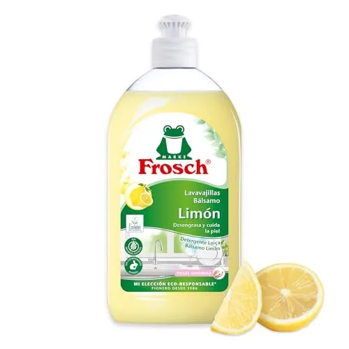FROSCH ▫️ Detergente líquido para lavar louça à mão, bálsamo ecológico com aroma a limão, desengordura e protege a pele, testado dermatologicamente com pH neutro, limpeza e higiene eficazes - Embalagem de 8 x 500 ml 2