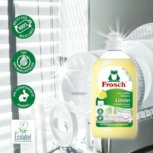 FROSCH ▫️ Detergente líquido para lavar louça à mão, bálsamo ecológico com aroma a limão, desengordura e protege a pele, testado dermatologicamente com pH neutro, limpeza e higiene eficazes - Embalagem de 8 x 500 ml 4