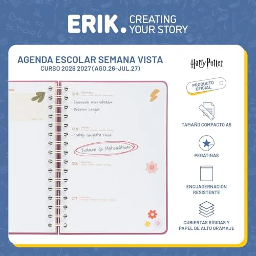 Grupo Erik ▫️ Agenda escolar Harry Potter 2026-2027 Semana Vista 2