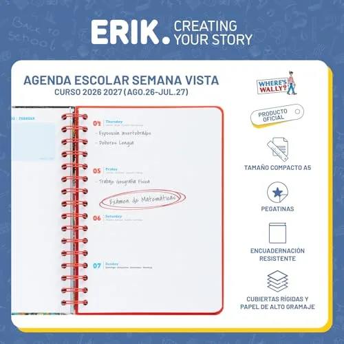 Grupo Erik ▫️ Agenda escolar 2026-2027 Semana Vista Onde está o Wally? 2