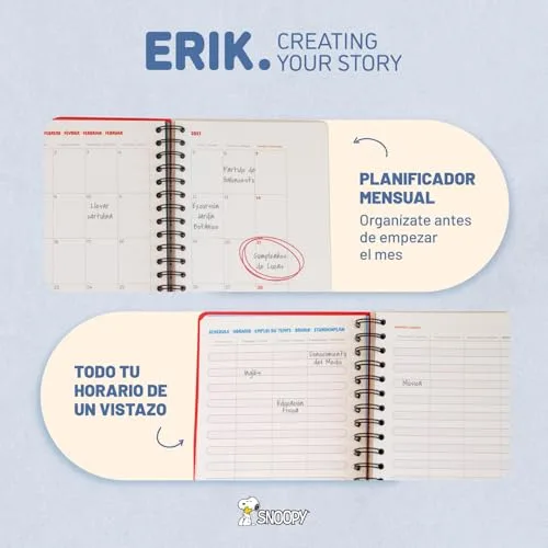 Grupo Erik ▫️ Agenda Snoopy 2026-2027 com visualização semanal 3