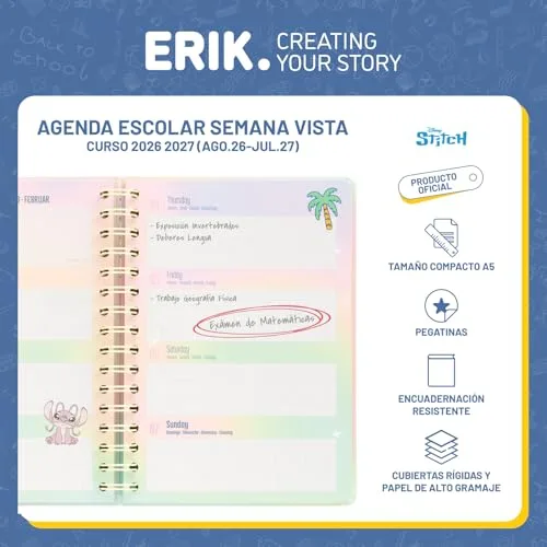 Grupo Erik ▫️ Agenda escolar 2026-2027 Stitch Semana Vista 2