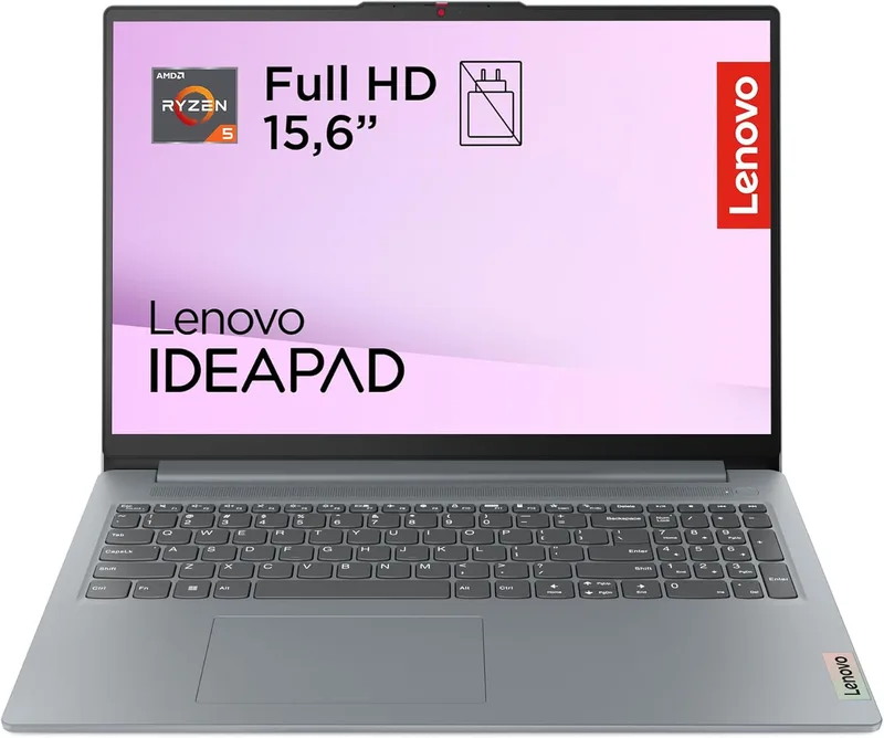 Lenovo ▫️ IdeaPad Slim 3 8.ª geração – Portátil de 15,6" FHD (AMD Ryzen 5 40, 16 GB de RAM, SSD de 512 GB, placa gráfica Radeon 610M, Wi-Fi 6, USB-C, sem sistema operativo) Teclado QWERTY em espanhol – Cinza Ártico