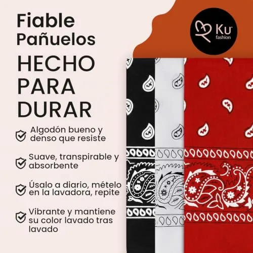 KU ▫️ Conjunto de 3 bandanas de algodão com padrão Paisley - Bandanas para homem e mulher para proteção facial, desporto, fita anti-suor, proteção solar, uso diário e viagens 5