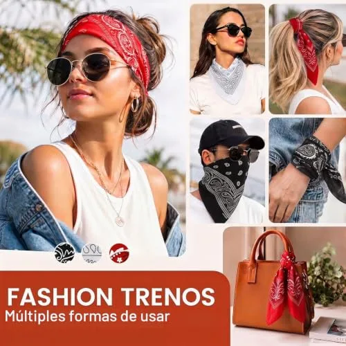 KU ▫️ Conjunto de 3 bandanas de algodão com padrão Paisley - Bandanas para homem e mulher para proteção facial, desporto, fita anti-suor, proteção solar, uso diário e viagens 6
