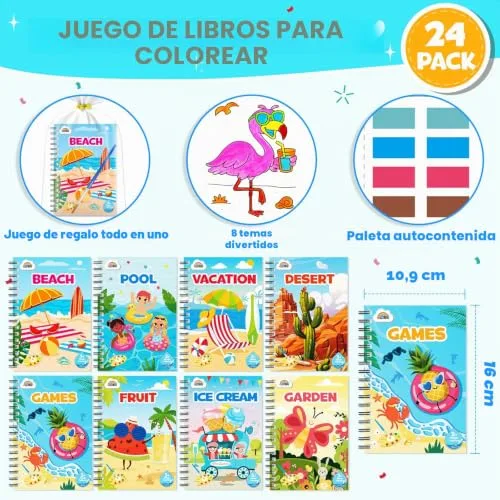 ZMLM ▫️ Livros para colorir com água com detalhes para aniversários infantis, presentes de aniversário para convidados da escola, brinquedos, livros infantis para colorir e trabalhos manuais para crianças dos 3 aos 9 anos (24 unidades) 3