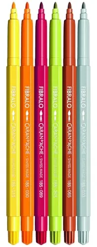 Caran d'Ache ▫️ Fibralo Kawaii 0185.803 - Conjunto de 6 marcadores coloridos, laváveis, para crianças, lápis de desenho escolares, criativos 3