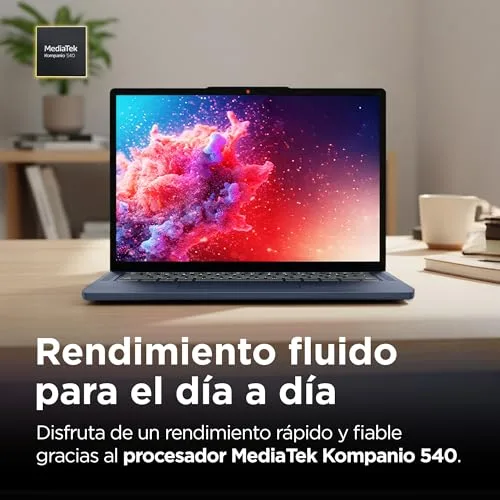 Lenovo ▫️ Chromebook Gen 11 - Portátil de 14" WUXGA (MediaTek Kompanio 540, 8 GB de RAM, 128 GB UFS 2.2, ChromeOS) Teclado QWERTY espanhol, azul + 3 meses de Google AI Pro com Gemini Pro e 5 TB 2