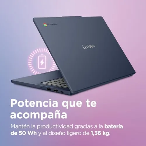 Lenovo ▫️ Chromebook Gen 11 - Portátil de 14" WUXGA (MediaTek Kompanio 540, 8 GB de RAM, 128 GB UFS 2.2, ChromeOS) Teclado QWERTY espanhol, azul + 3 meses de Google AI Pro com Gemini Pro e 5 TB 3