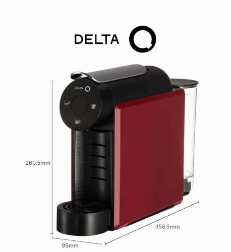 Delta Q ▫️ Conjunto de máquina de café com cápsulas - Mini Qool Vermelha - Para café, chá e bebidas quentes - Simples e prática - Design elegante - Inclui embalagem XL Epiq com 40 cápsulas 3