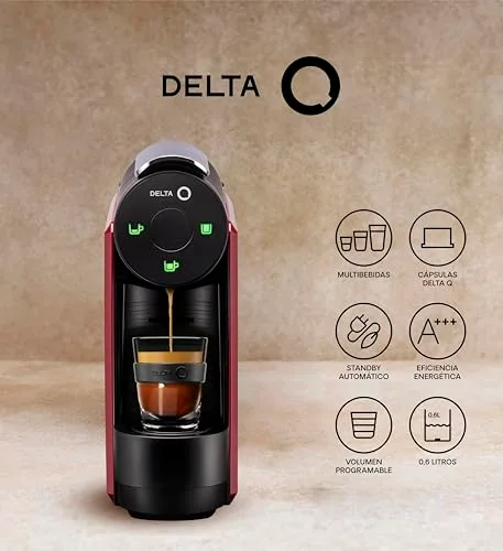 Delta Q ▫️ Conjunto de máquina de café com cápsulas - Mini Qool Vermelha - Para café, chá e bebidas quentes - Simples e prática - Design elegante - Inclui embalagem XL Epiq com 40 cápsulas 4