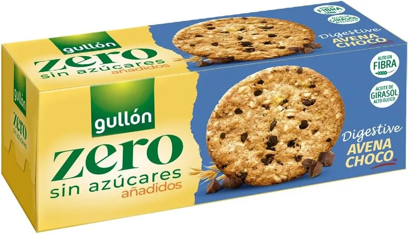 Gullón ▫️ Bolachas Digestive de Aveia com Chocolate Zero, sem açúcar, 255 g