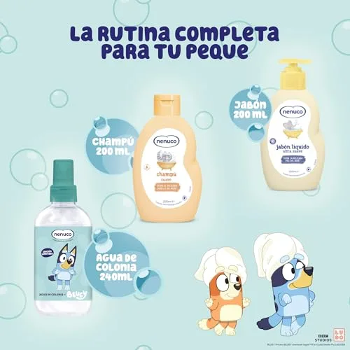 Nenuco ▫️ Conjunto Infantil Mochila Bluey – Edição Limitada, com champô suave de 200 ml, sabonete líquido de 200 ml e colónia de 240 ml 4